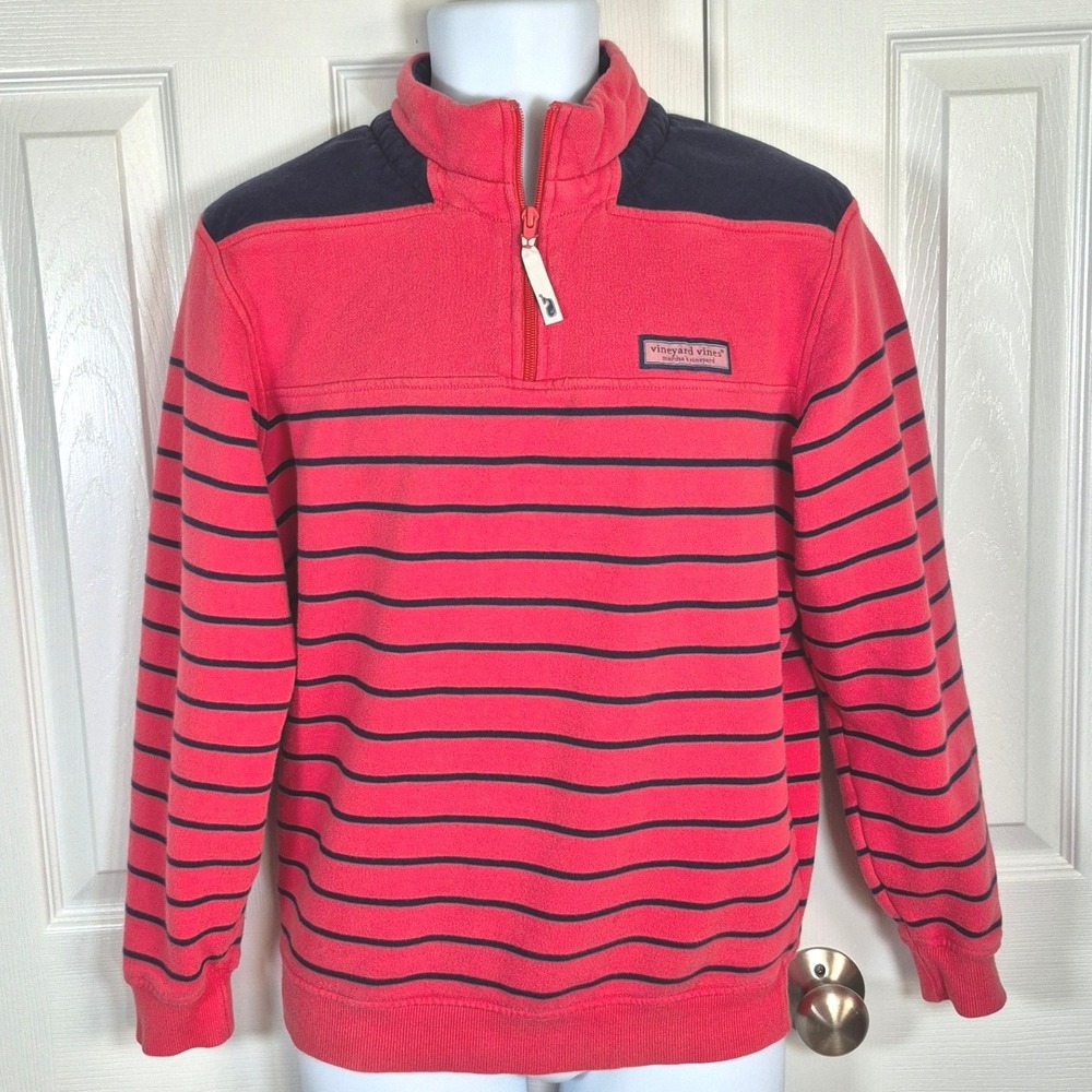 Vineyard Vines Martha's Vineyard shep shirt quarter zip pink blue mens XS - Picture 1 of 10